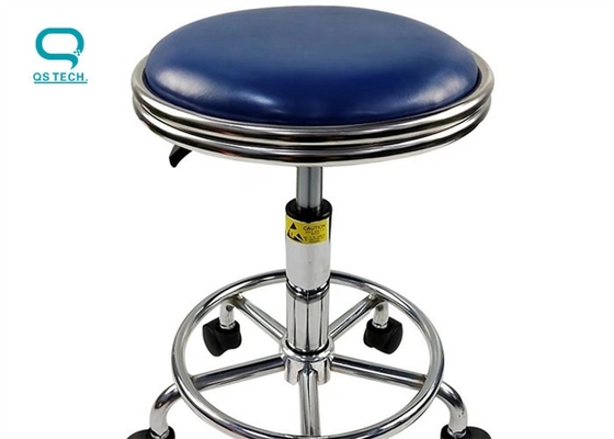 PU  leather Plastic Five Star Feet Clean Room Blue ESD Lab Stool Chair